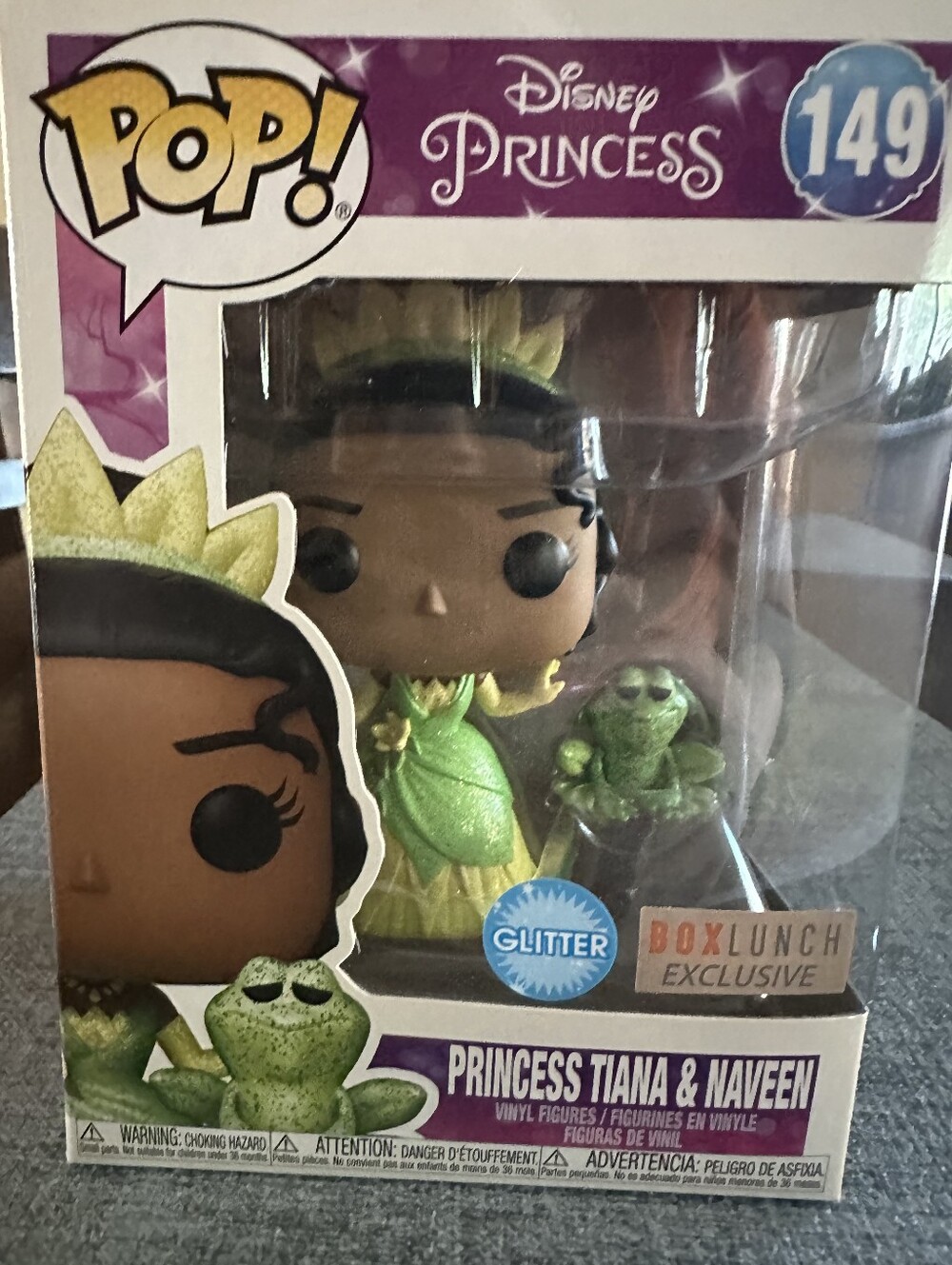 Disney Princess Tiana & Naveen Glitter Pop! Vinyl Figure - Green & Gold